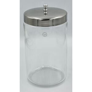 Vintage PYREX Medical Glass Apothecary Storage Jar Stainless Steel Lid